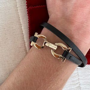 SALVATORE FERRAGAMO - Leather Gancini Double Wrap Bracelet
